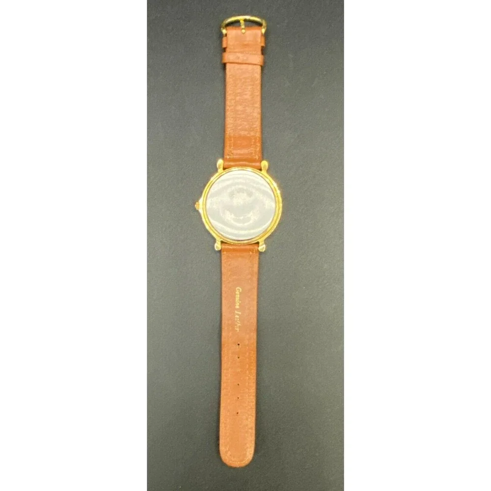 Quemex Women’s Quartz Watch – Gold Tone Case & Brown Leather Band